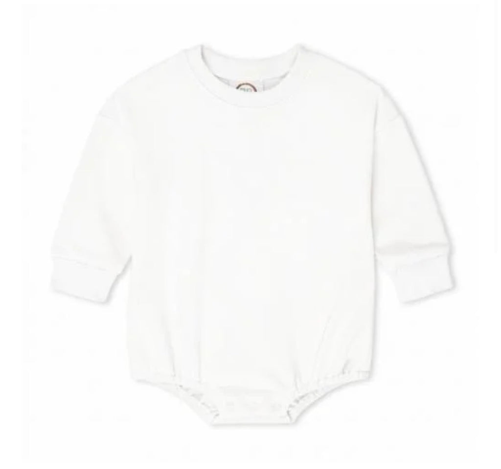 Embroidered Name Sweatshirt Bubble Romper