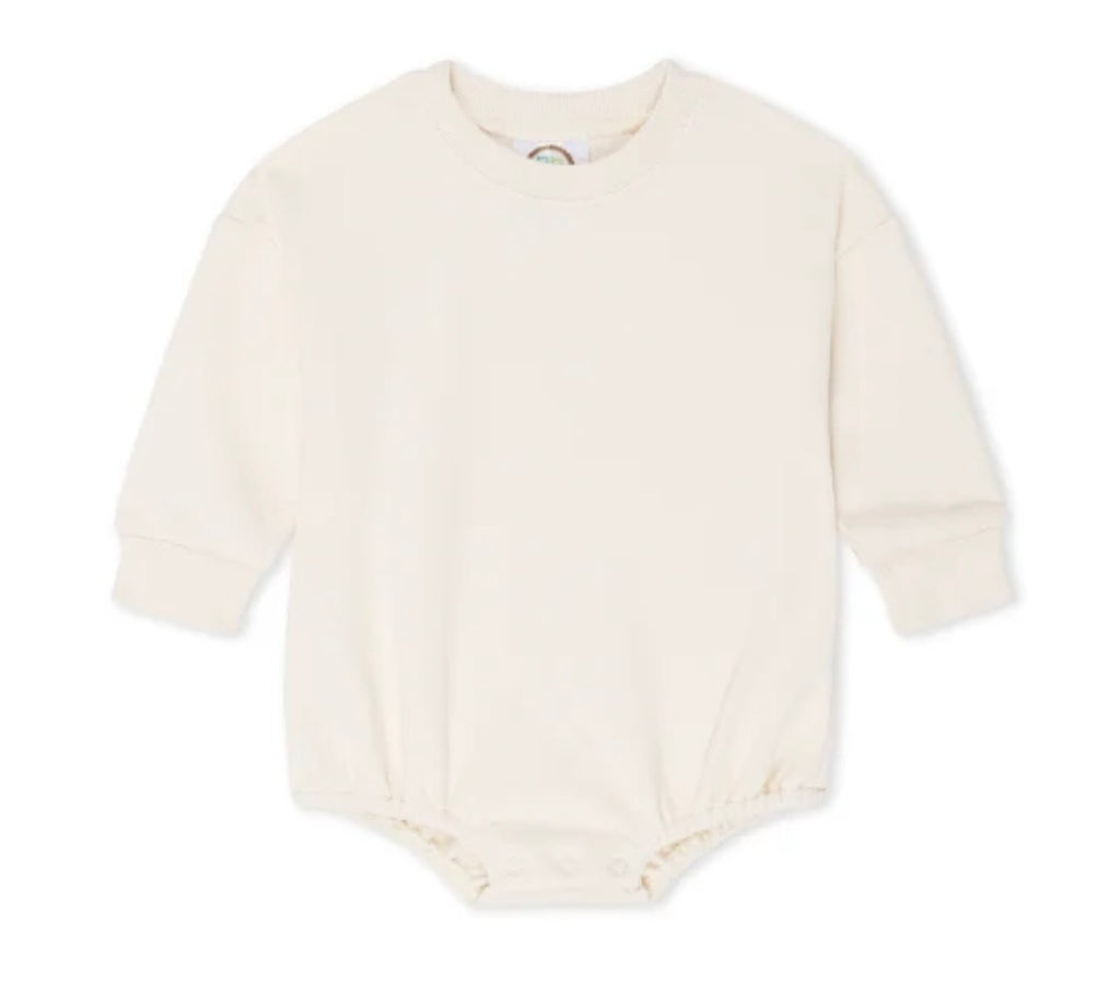 Embroidered Name Sweatshirt Bubble Romper